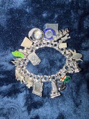 Vintage Sterling Charm Bracelet – 22 Charms – Disney, Mickey, Castle, Beaucraft